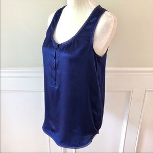 DIANE VON FURSTENBERG DVF Blue Silk Tank Blouse 6